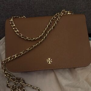 Tory Burch Tan Crossbody Bag with Gold Chain